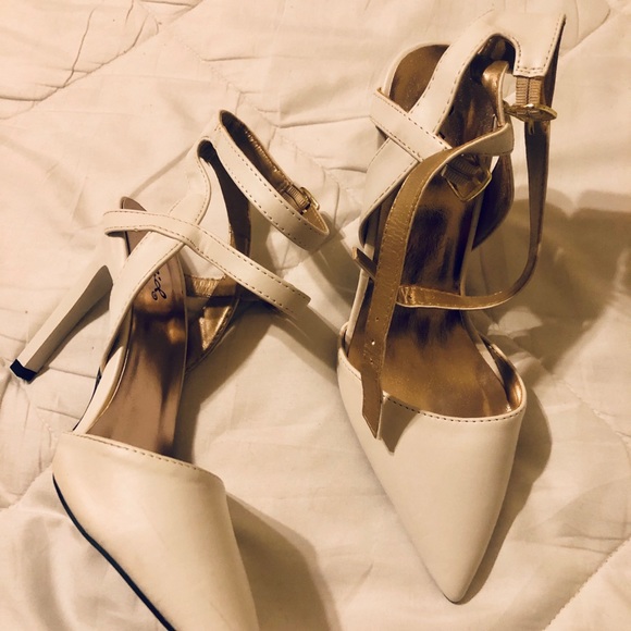 Ankle Strap Stiletto white Heeled Sandals - Picture 7 of 7